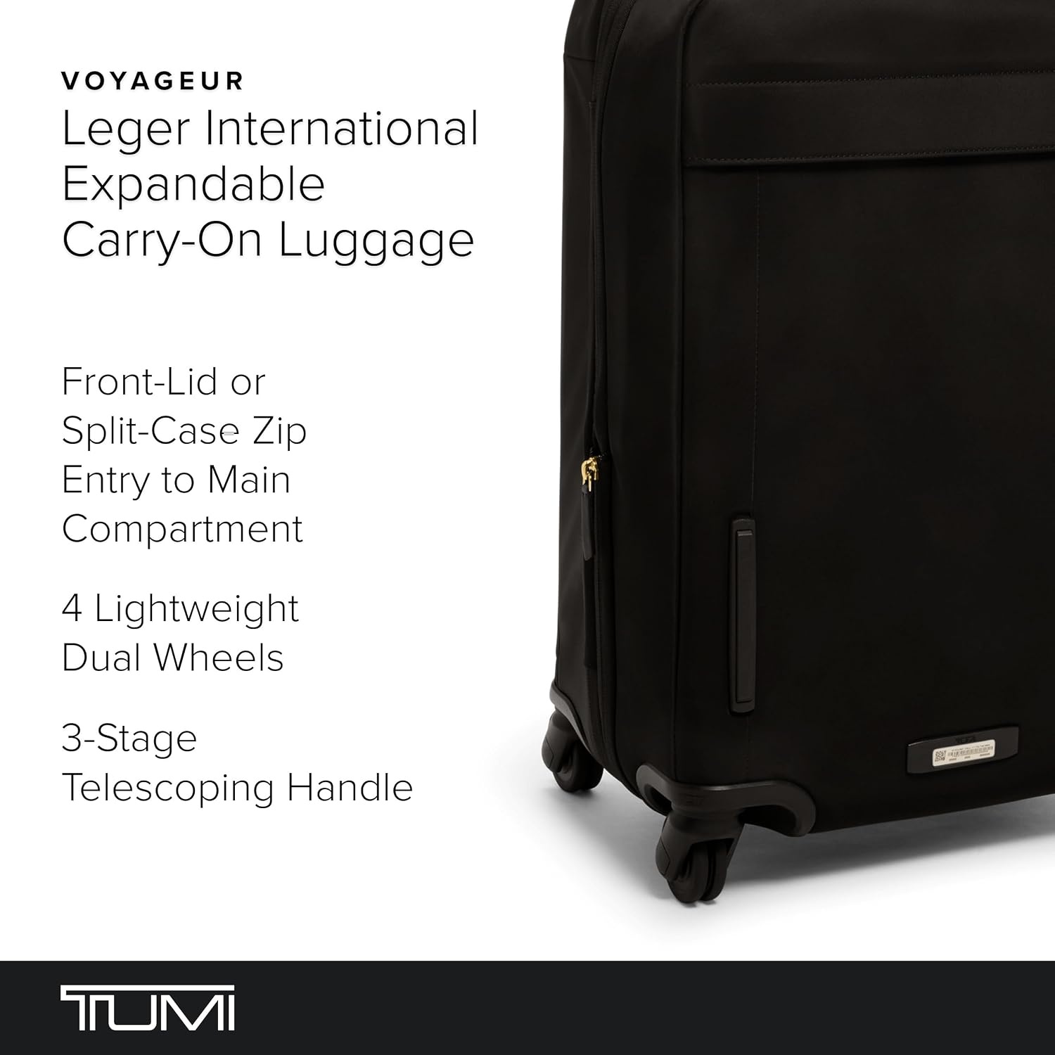 image:imageTUMI Voyageur Leger 4 Wheeled Luggage Womens Lightweight and Spacious Sleek Silhouette Durable Premium Suitcase 26quot Short Trip Expandable Packing Case Black with Gunmetal HardwareBLACKGOLD