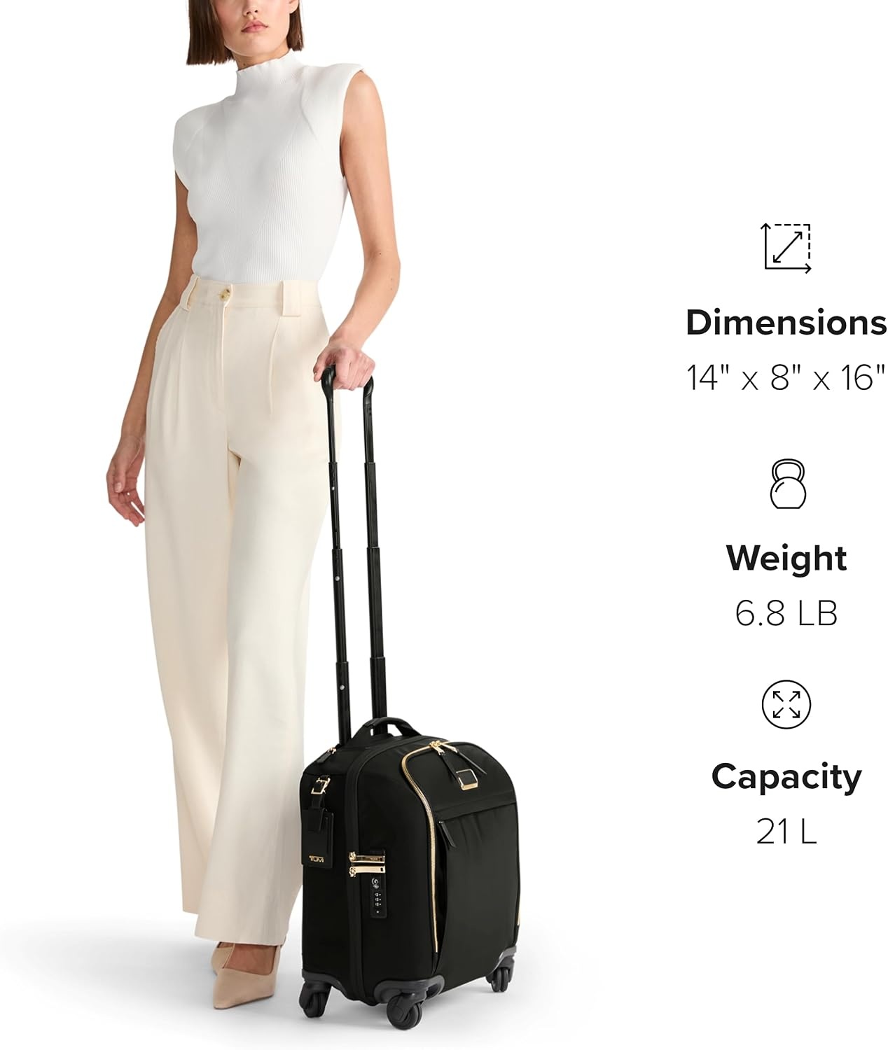 image:imageTUMI Voyageur Leger 4 Wheeled Luggage Womens Lightweight and Spacious Sleek Silhouette Durable Premium Suitcase 26quot Short Trip Expandable Packing Case Black with Gunmetal HardwareBLACKGUNMETAL