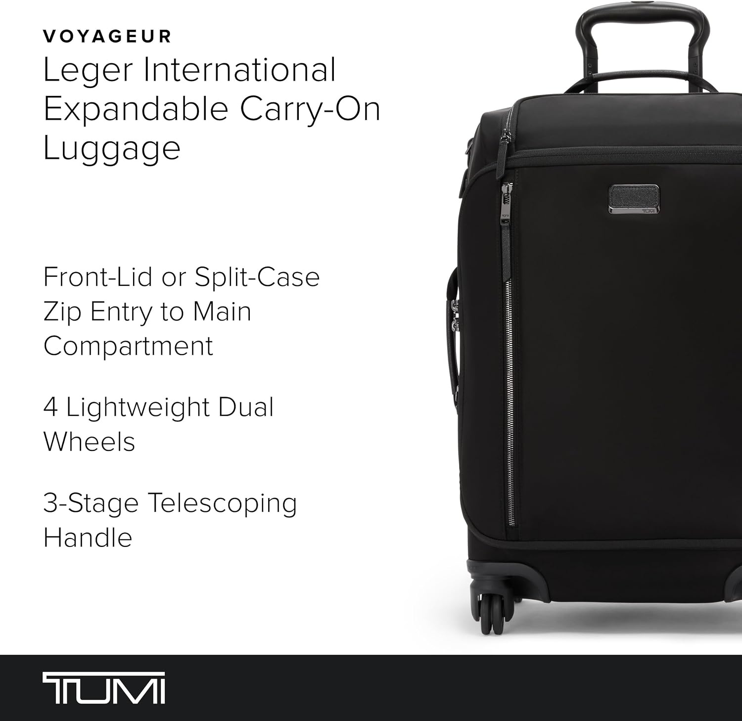 image:imageTUMI Voyageur Leger 4 Wheeled Luggage Womens Lightweight and Spacious Sleek Silhouette Durable Premium Suitcase 26quot Short Trip Expandable Packing Case Black with Gunmetal HardwareBLACKGUNMETAL