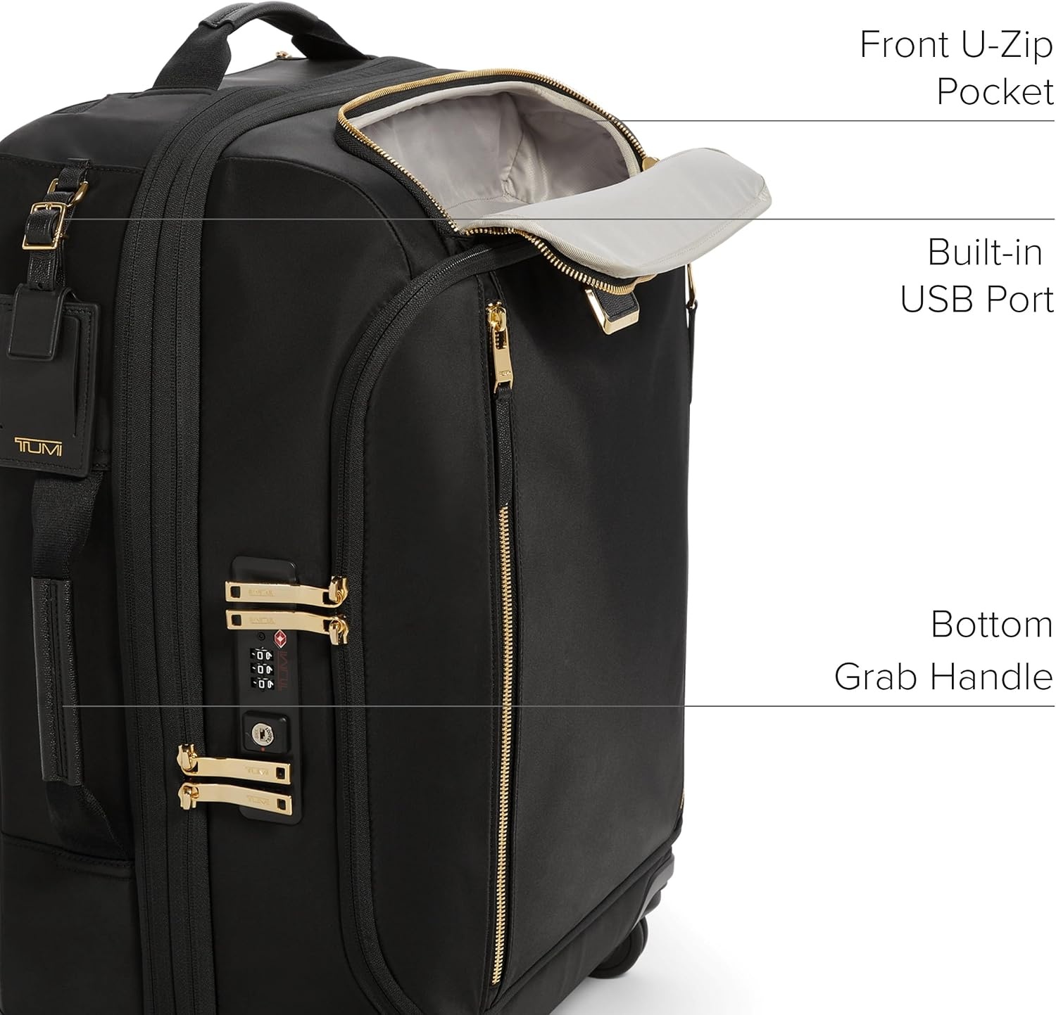 image:imageTUMI Voyageur Leger 4 Wheeled Luggage Womens Lightweight and Spacious Sleek Silhouette Durable Premium Suitcase 26quot Short Trip Expandable Packing Case Black with Gunmetal HardwareBLACKGOLD