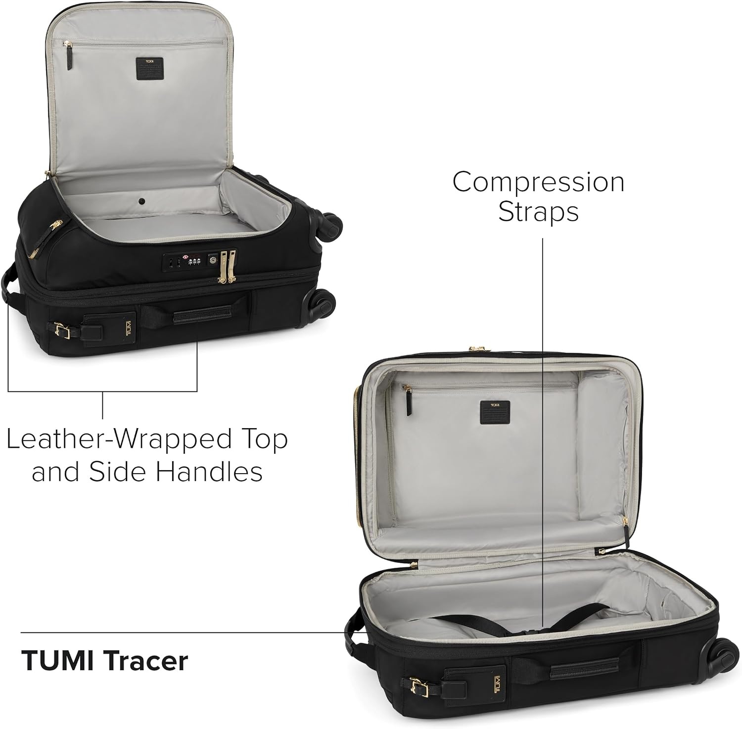 image:imageTUMI Voyageur Leger 4 Wheeled Luggage Womens Lightweight and Spacious Sleek Silhouette Durable Premium Suitcase 26quot Short Trip Expandable Packing Case Black with Gunmetal HardwareBLACKGOLD