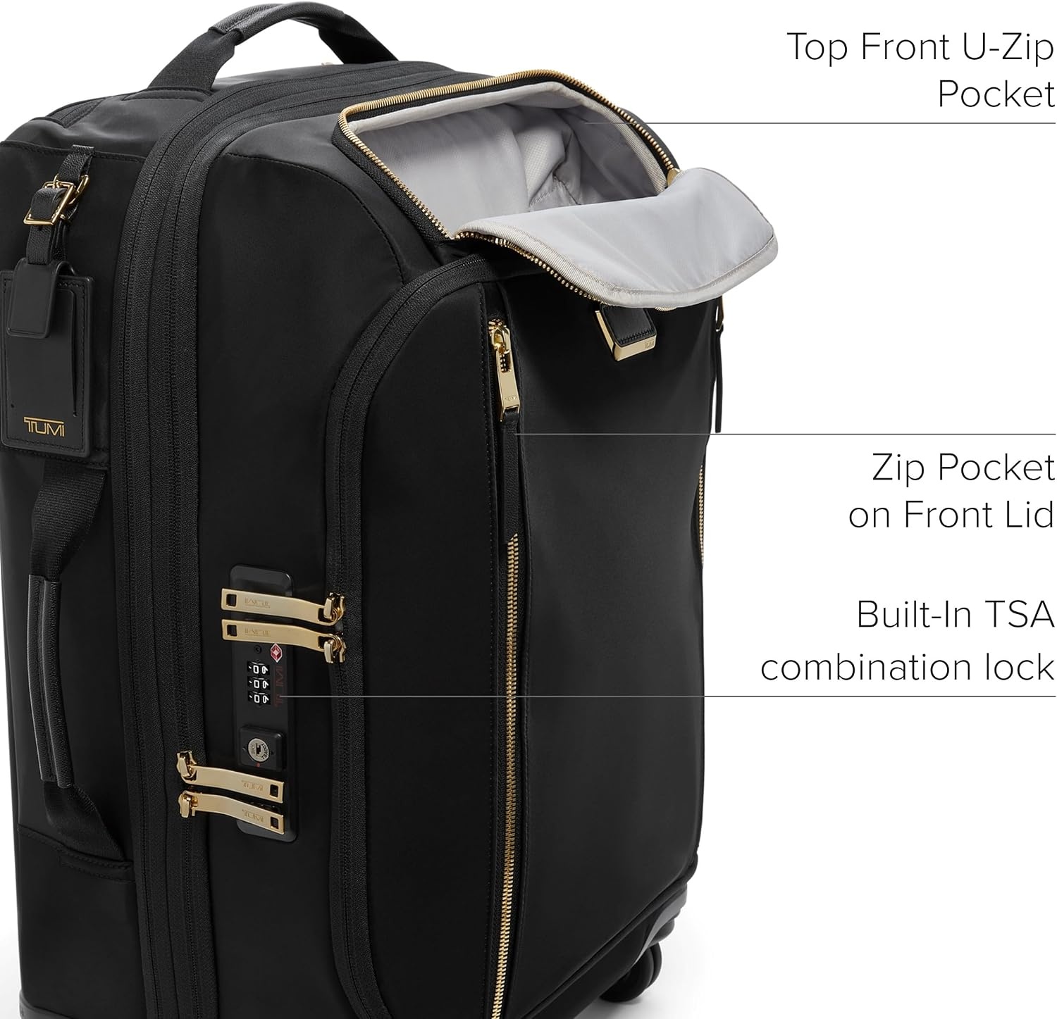 image:imageTUMI Voyageur Leger 4 Wheeled Luggage Womens Lightweight and Spacious Sleek Silhouette Durable Premium Suitcase 26quot Short Trip Expandable Packing Case Black with Gunmetal HardwareBLACKGOLD