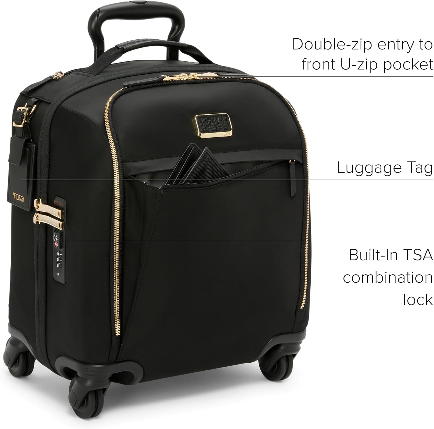 image:imageTUMI Voyageur Leger 4 Wheeled Luggage Womens Lightweight and Spacious Sleek Silhouette Durable Premium Suitcase 26quot Short Trip Expandable Packing Case Black with Gunmetal HardwareBLACKGOLD