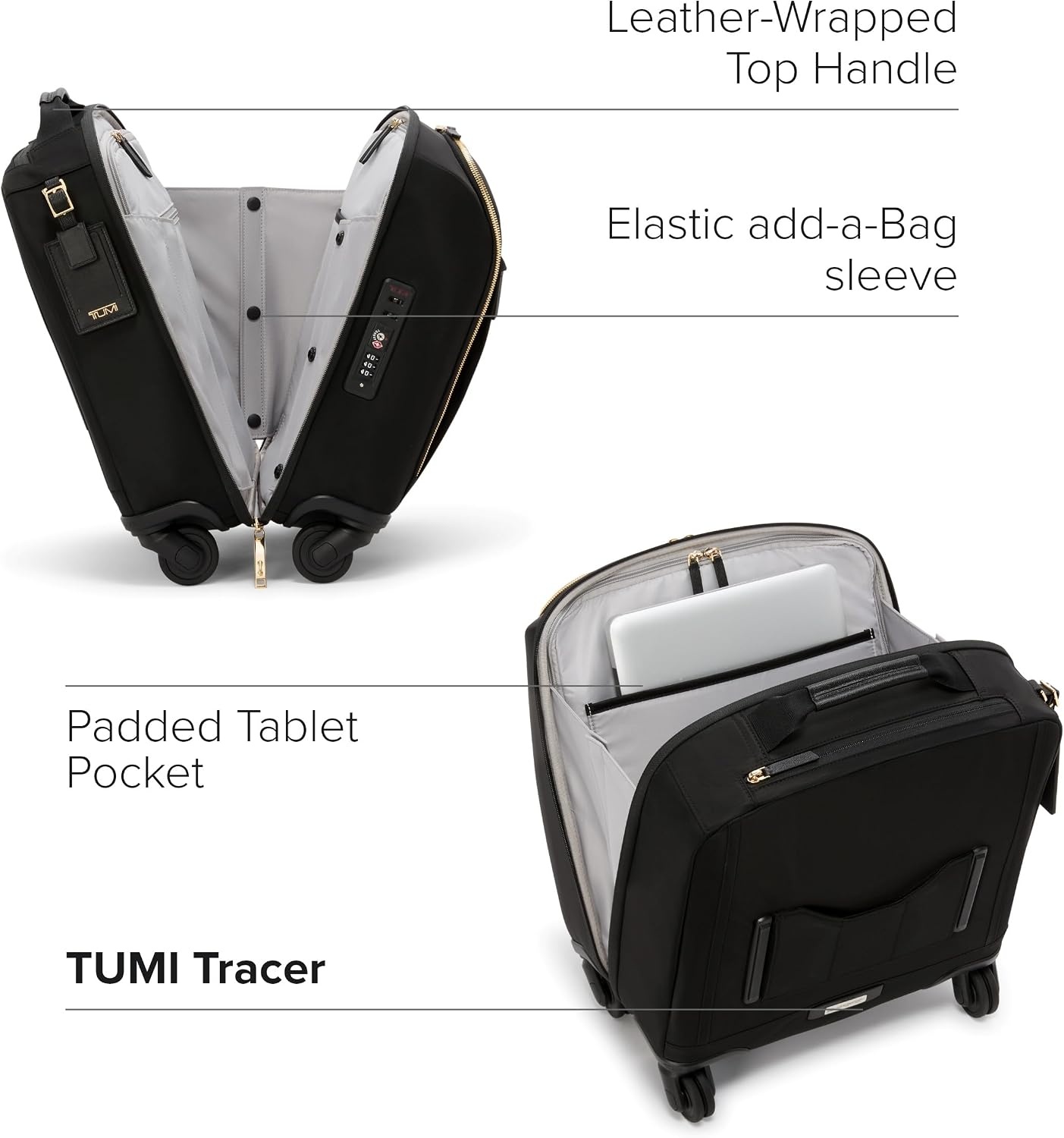 image:imageTUMI Voyageur Leger 4 Wheeled Luggage Womens Lightweight and Spacious Sleek Silhouette Durable Premium Suitcase 26quot Short Trip Expandable Packing Case Black with Gunmetal HardwareBLACKGOLD