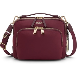 TUMI – Voyageur Teghan Crossbody – Women’s Compact Everyday Purse with Leather Trim(Wine)
