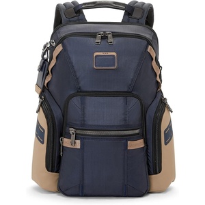 Tumi Mens Navigation Backpack Navy Coated Canvas One Size(Midnight Navy/Khaki)